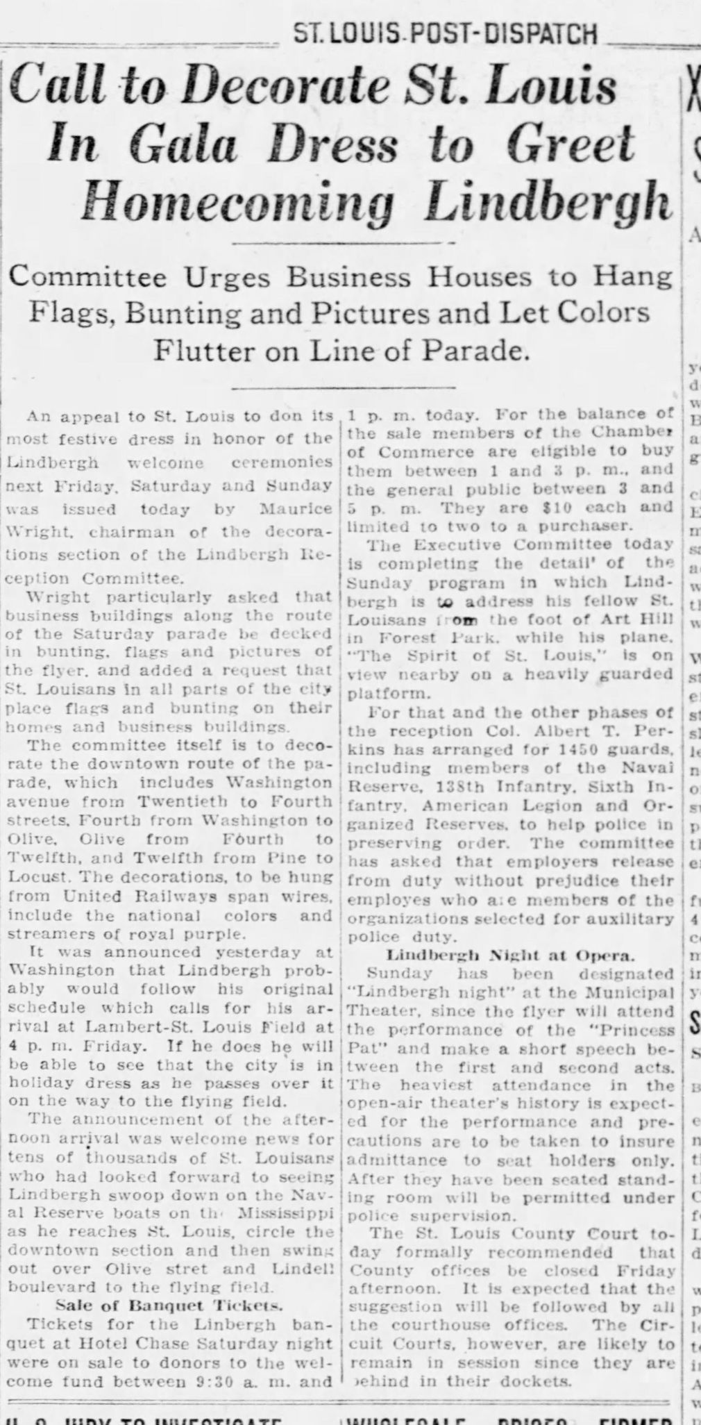 June 13, 1927 - Greet Homecoming Lindberg